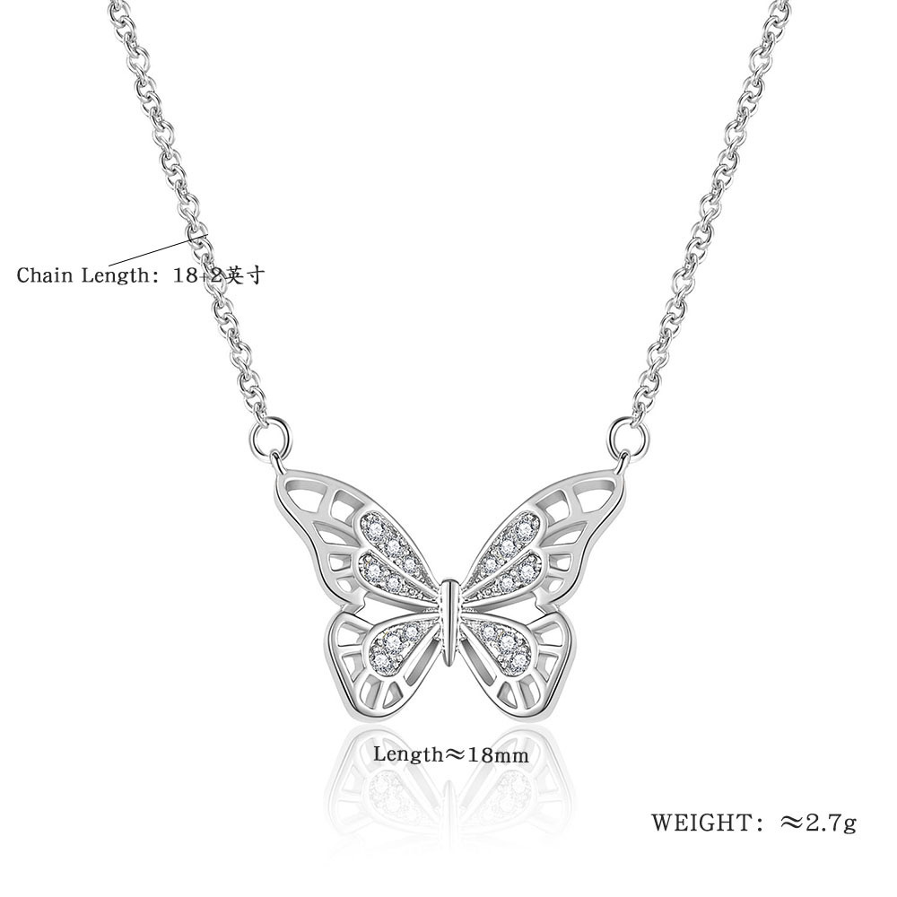 Copper Simple Style Butterfly Diamond Pendant Necklace display picture 4