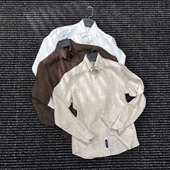 Tongbai Department Store CssuGent ネープルズクイーンデザイン美的オールドマネーワンカラーリネンシャツメンズ夏