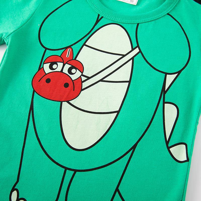 Personalizado be top ropa infantil camiseta de manga corta dibujos animados tridimensionales dinosaurios de media manga algodón de verano cuello redondo muestra
