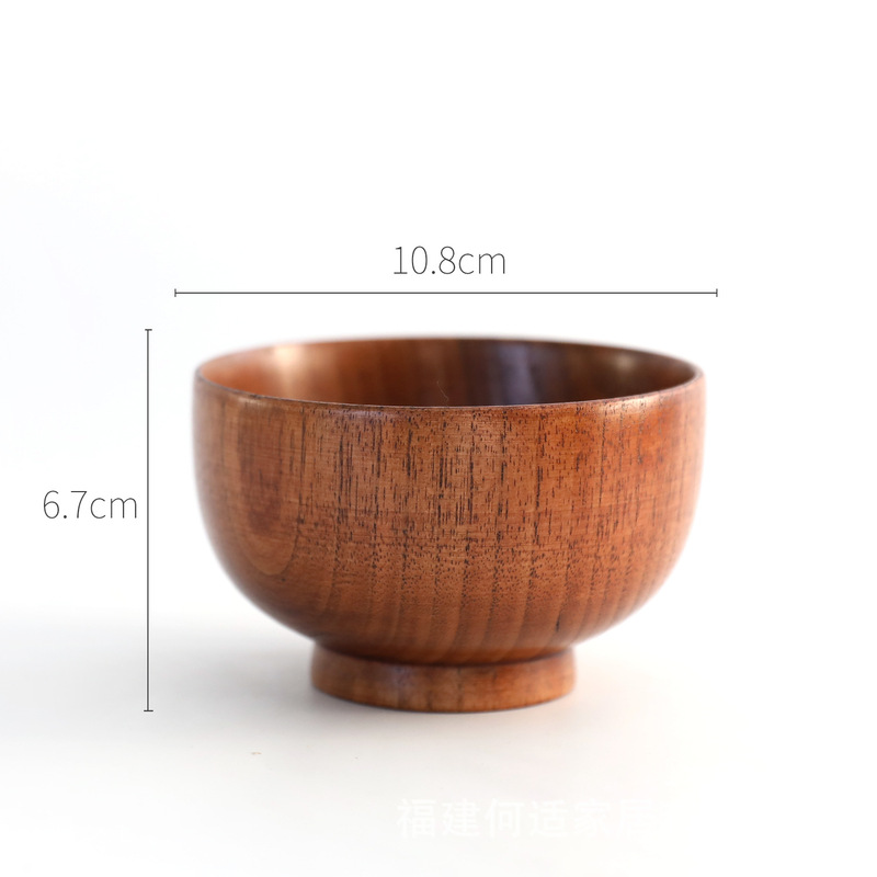 日本式のレトロな酸っぱいナツメの木の碗の純粋な手作りの木製のご飯の碗の子供の実木の碗の大きいサイズのスープの碗の家庭用食器|undefined