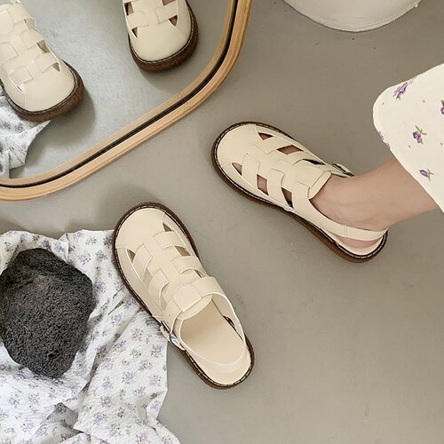 Sandals for women  new women's shoes summer and Korean version Baotou flat bottom student sandals women's one-word Roman shoes wholesale for women