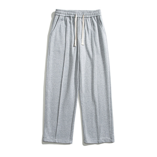 Gray pants for men and women in autumn and winter, new gender-free wide-leg pants, American heavy loose straight sweatpants