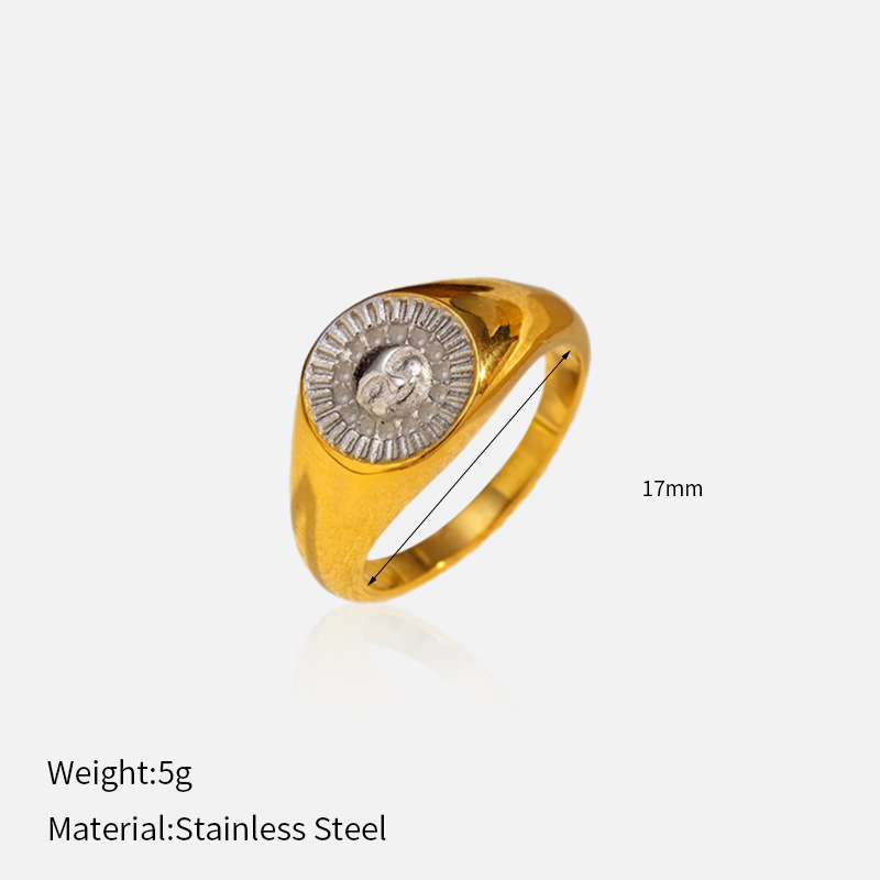 Anillo cerrado de acero titanio transfronterizo europeo y americano de Chenhé Jewelry, chapado en PVD con oro real de 18k, anillo de acero inoxidable que conserva el color, en stock. image 13