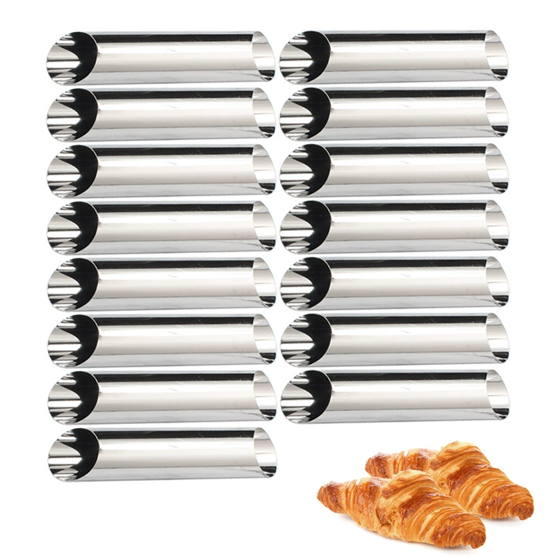 15pcs двухсторонняя наклонная трубка датский набор из нержавеющей стали большой винтовой трубы с круассанами хрустящие формы для выпечки