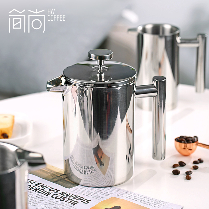 304 Stainless Steel Double Layer Press Pot Double Layer Insulation Hand Pot French Press Filter Coffee Pot Tea Maker 304 Stainless Steel Double Layer Press Pot Double Layer Insulation Hand Pot French Press Filter Coffee Pot Tea Maker