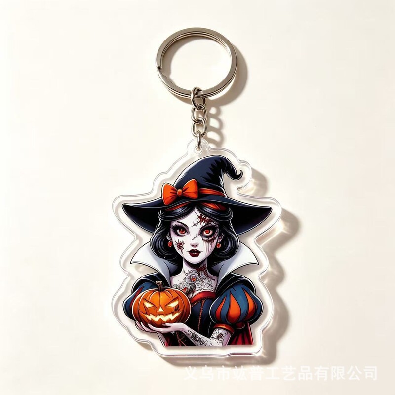 Halloween New Product: Dark Witch Snow White Acrylic Keychain, Zombie Face-Disfigured Holiday Personalized Accessory