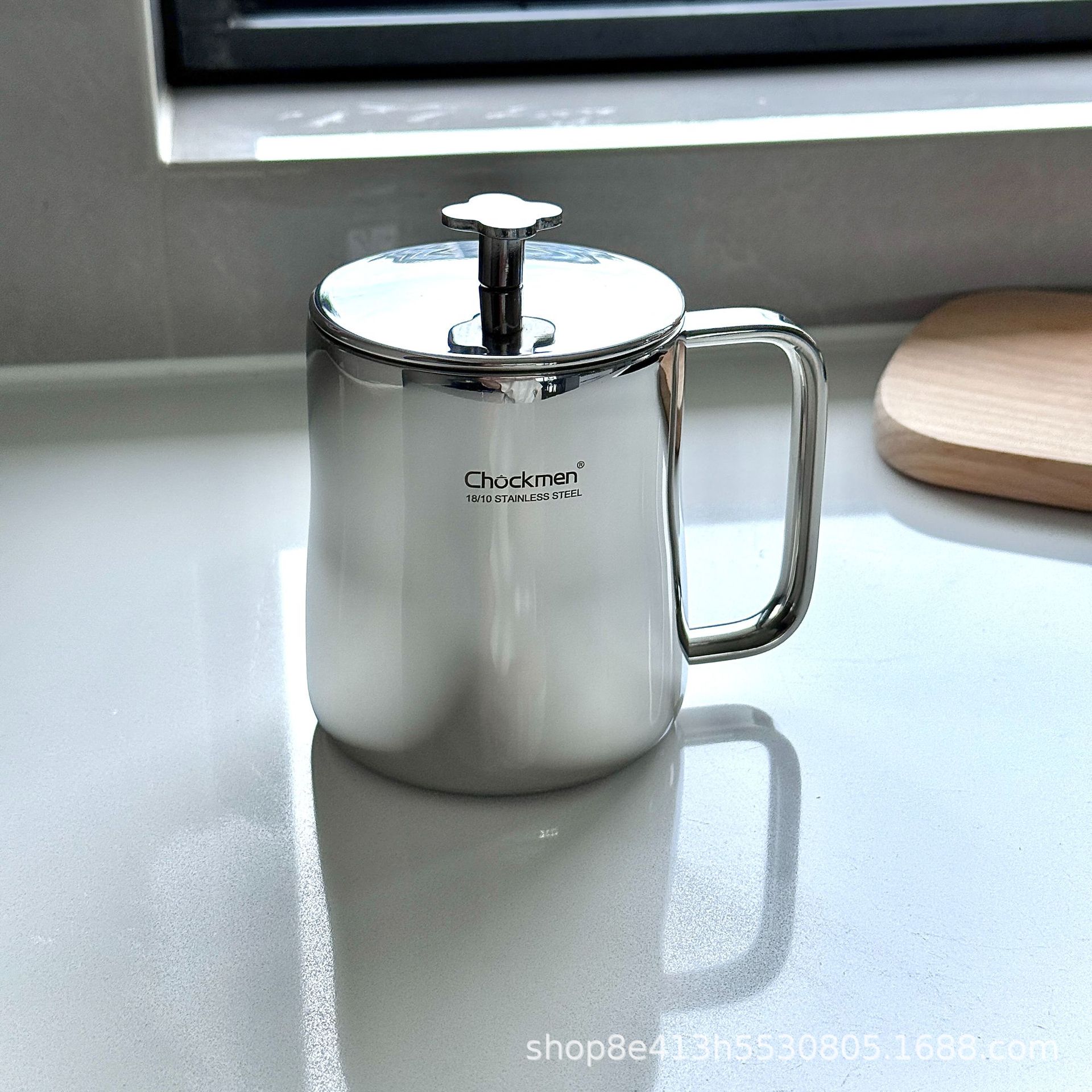 Zhuo Deming 18 / 10 tazas de acero inoxidable de tetrahedra doble taza de agua con mango taza de leche taza de cerveza