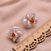 Advanced retro organic earrings from pearl handmade, high-quality style, flowered, European style, wholesale