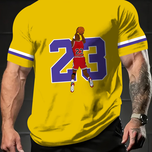 Bestselling 3D Digital Printing European and American Men's T-Shirts 105g Bird's Eye Fabric for Stock