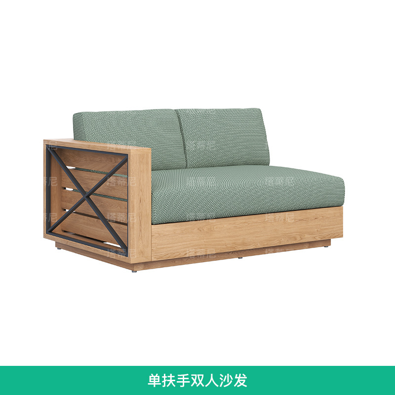 Conjunto de sofás de teca para exteriores para patio de hotel, impermeable, resistente al sol, muebles anticorrosivos, sofá de madera maciza para jardín de villa.