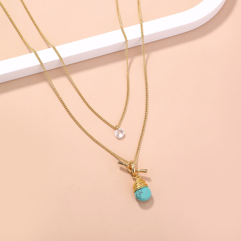 Simple Turquoise Water Drop Multi-layer Necklace display picture 3