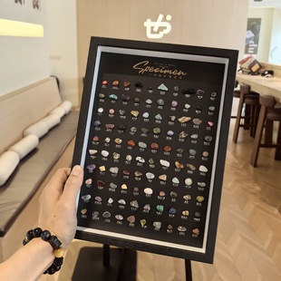 100 Kinds of Mineral Specimens, Natural Crystal Rough Stone Photo Frame Ornaments, Decorative Paintings, High-End Unique Creative Gifts Wholesale