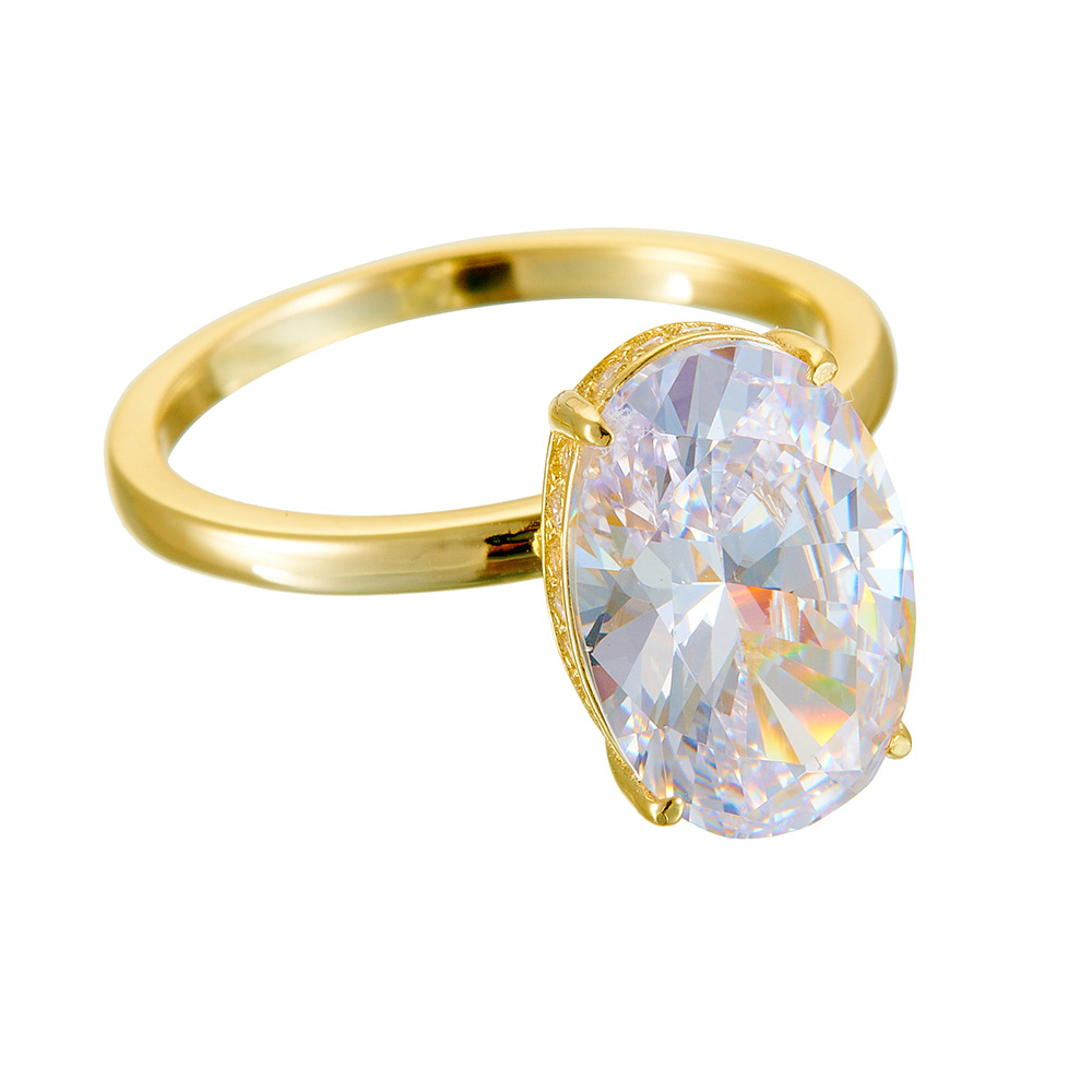 S925 plata de ley 8*12 anillo de circón ovalado femenino europeo y americano venta caliente transfronteriza de alta calidad anillo de viento de lujo ligero joyería de mano