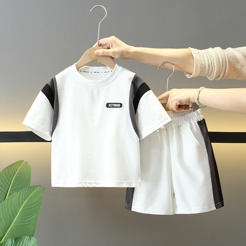 7954 traje de verano para niños 2025 nuevos pantalones cortos de verano para niños de dos piezas ropa casual de verano para bebés