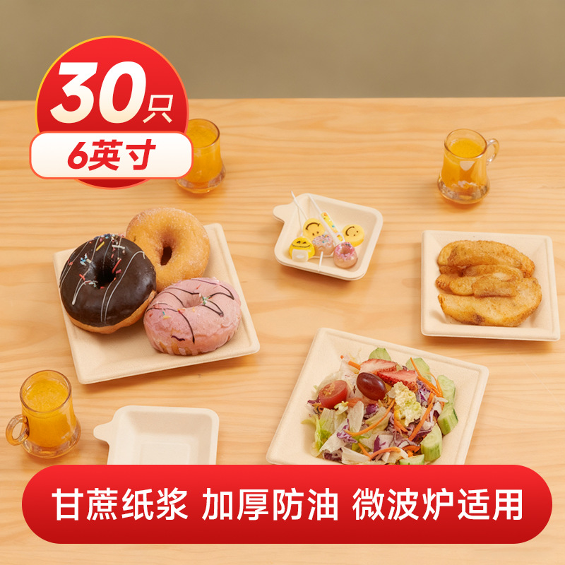 Pulpa de azúcar de caña de azúcar desechable platos cuadrados ecológicos biodegradables compostables platos cuadrados domésticos para fiesta de picnic