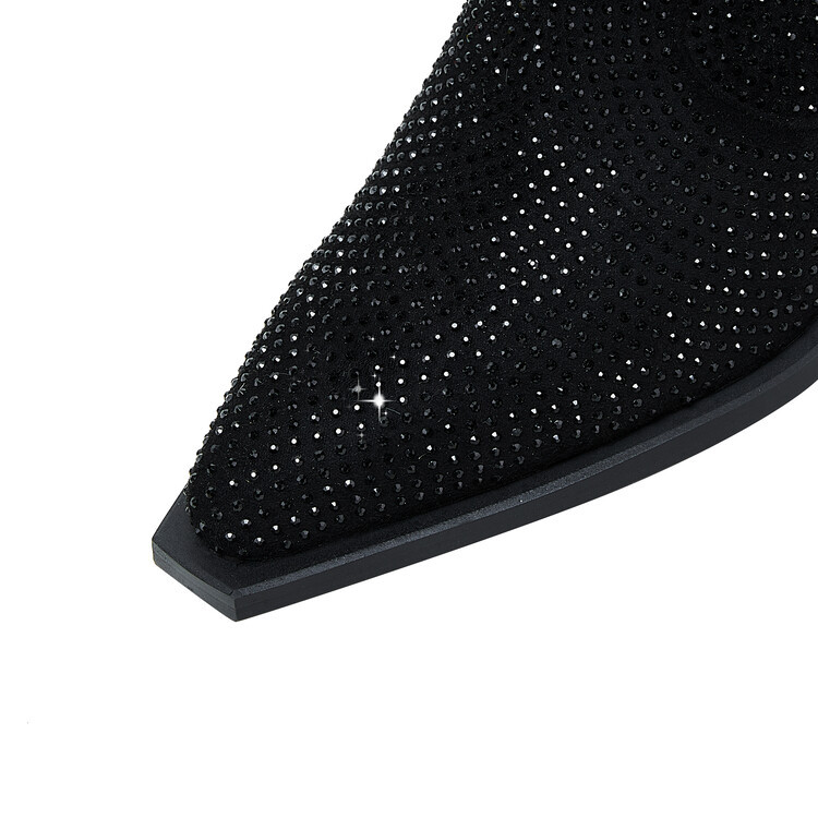 Cizme de damă cowboy, cizme la gleznă, piele, chic western, toc jos, toc mediu, vârf rotund, fără slip, pantofi de birou de zi cu zi_voghion.com