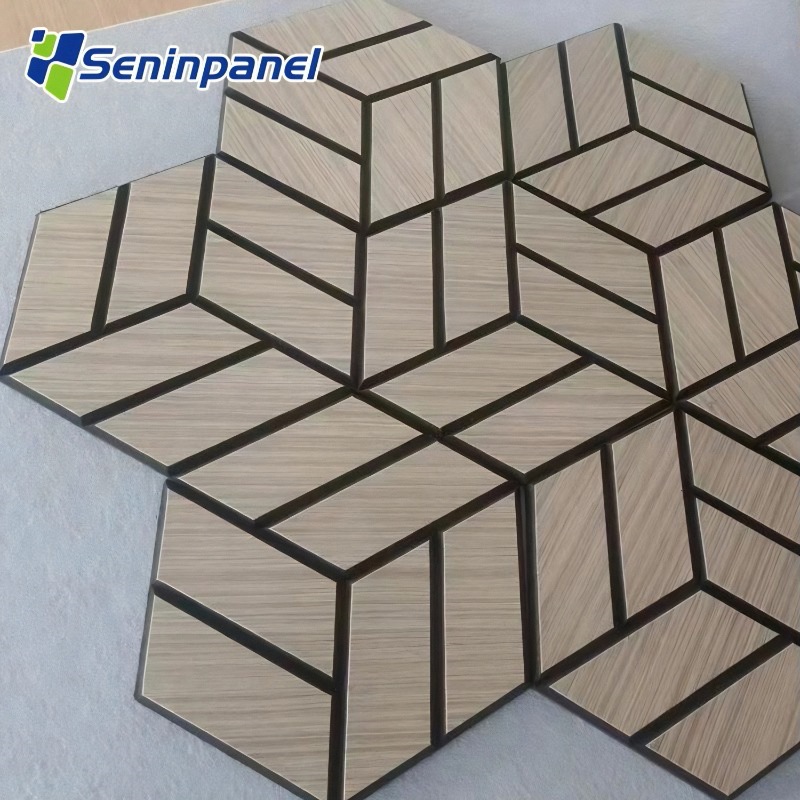 Hexagonal Wood Skin Polyester Fiber Acoustic Board Audio and Video Room Office Wood Sound Insulation Wall Stickers Environmental Decorative Wall Panel