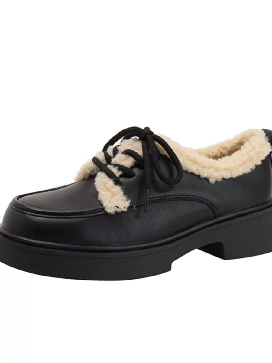 Fleece loafers, demi-season footwear, universal shoes English style for leather shoes, 2025 years, British style
