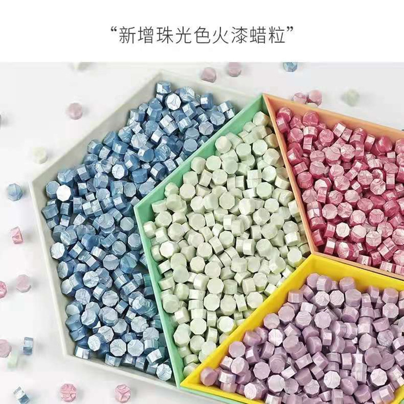 Octagonal 76-color fire paint wax beads pearlescent envelope seal retro fire paint seal sealing wax mixed color 50 capsules bag