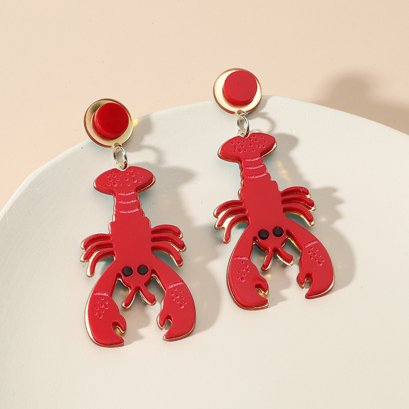 Wholesale Jewelry Three-dimensional Lobster Earrings Nihaojewelry display picture 3