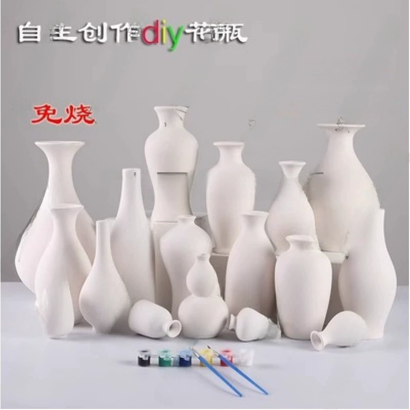 Простая белая ваза-эмбрион, керамическая ваза для творчества, раскрашивания водой, материал для расширения, детский сад, совместная роспись родителей и детей, без гипса