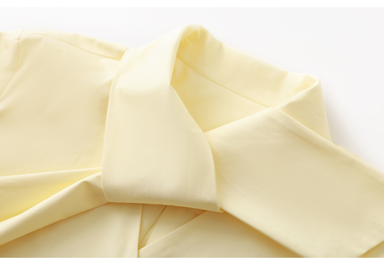 Áo sơ mi nữ dài tay cổ V phối dây rua, chất cotton mềm mại không nhăn — Vàng sữa chi tiết 27