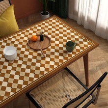 桌布轻奢复古高级感硅胶皮革餐桌垫防烫防水防油免洗茶几垫长方形