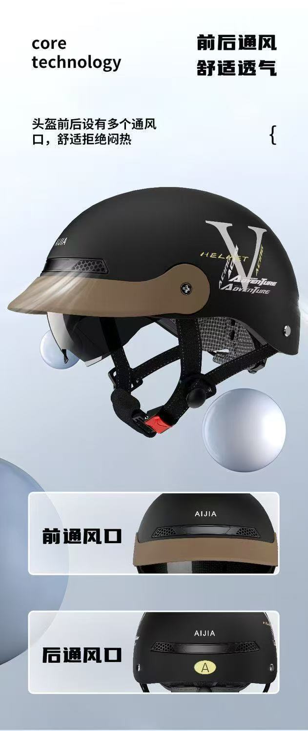 3C Certified Breathable Lightweight Motorcycle Helmet for Men and Women Summer Half Helmet Anti-Collision Breathable Half Helmet Hat