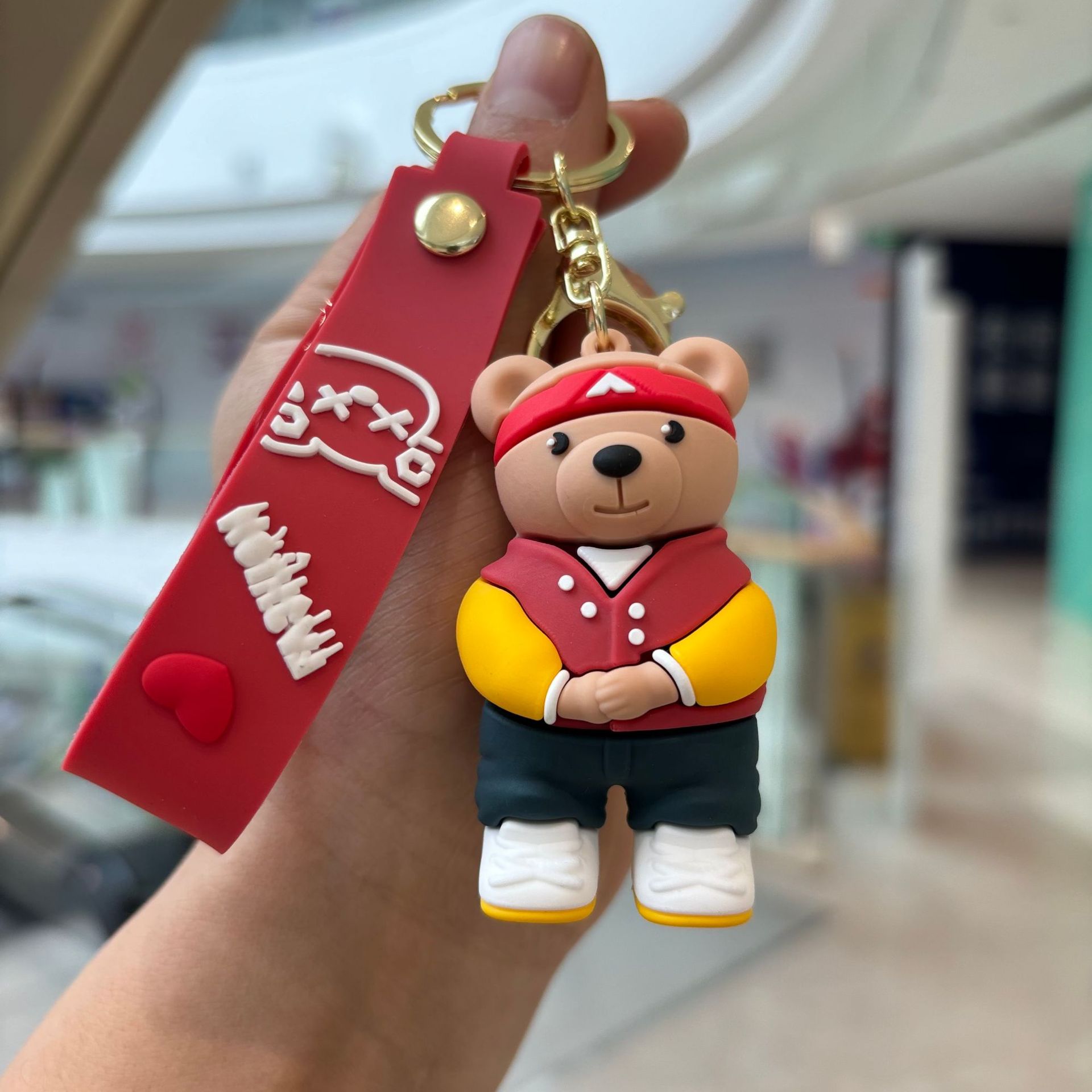Caricatura de dibujos animados trajes osos lindos colgantes bolsos accesorios llaveros de automóviles muñeca máquina regalo pequeño