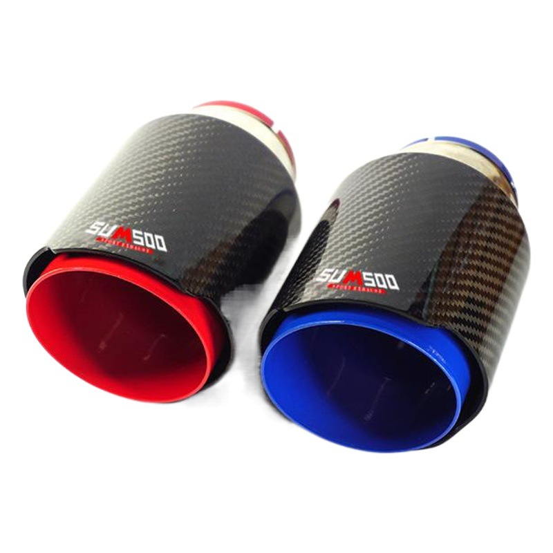 Suministro directo de fábrica Modificación del coche fibra de carbono cola garganta rojo deslumbrante azul revestimiento de acero inoxidable fibra de carbono cola garganta