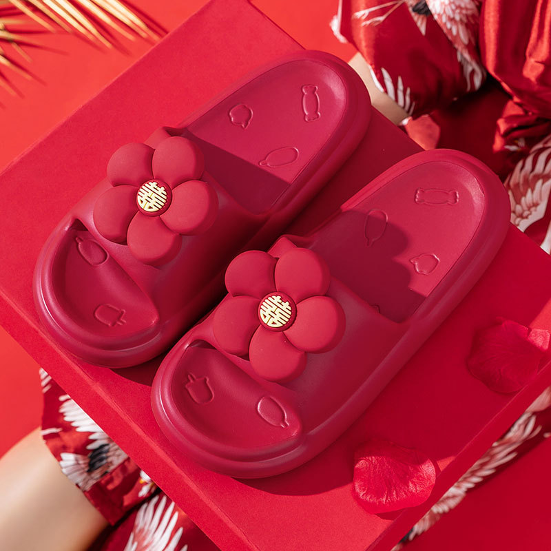 Zapatillas DE BODA Rojas pareja nueva boda novia dote hogar Baño antideslizante plataforma festiva sandalias verano