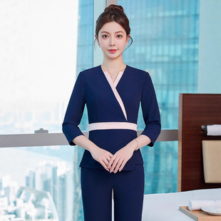 Maternity and Health Care Worker Work Clothes for Women, Classy Beauty Salon Club, Foot Massage and Health Center, Postpartum Center Technician Uniform, Culottes Suit