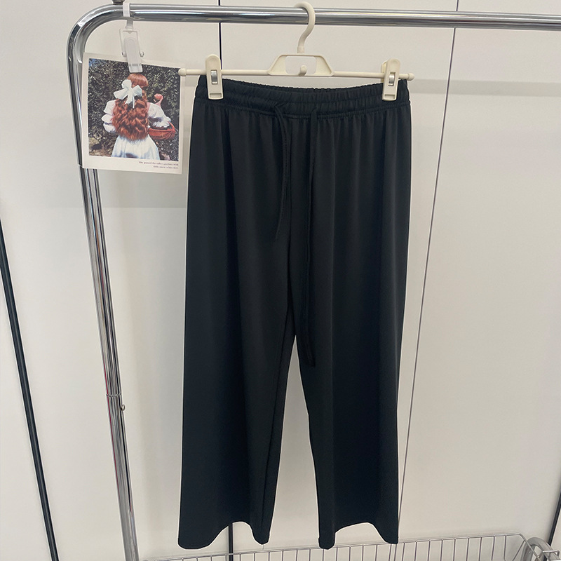 Pantalones de protección solar de seda de hielo, pantalones anchos, cintura alta de verano para niños, adelgazamiento, caída, pantalones rectos casuales simples y versátiles