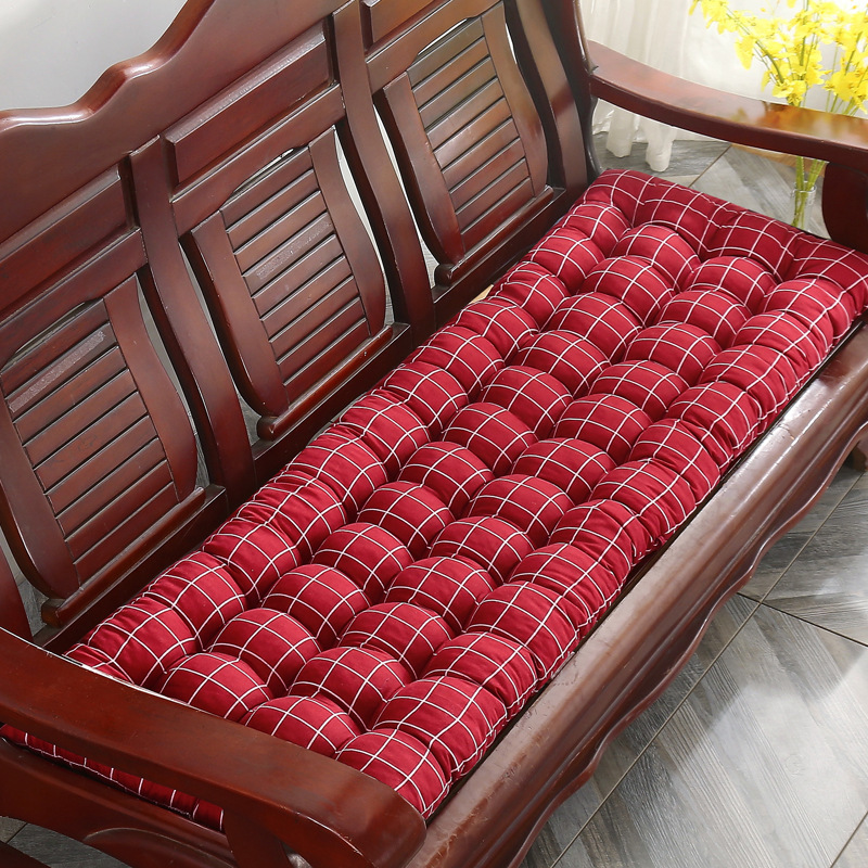 Sofá de madera sólida gruesa cuatro estaciones muebles de madera universal cojín de banco sofá antiguo de tres asientos Nayou