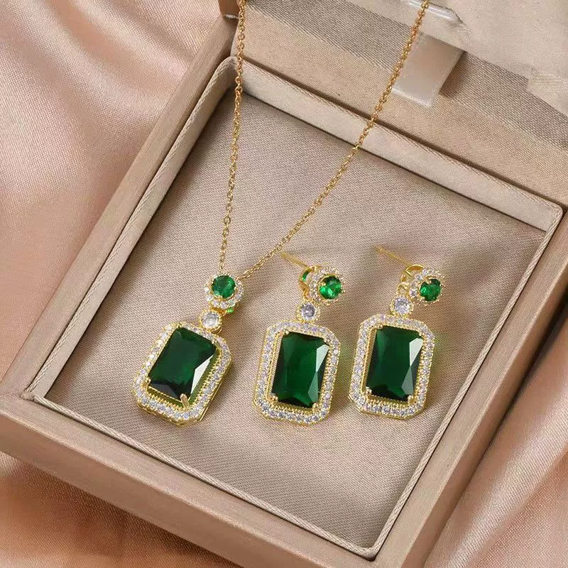 Серебряная игла, ретро-серьги, ожерелье, цепь, набор, серебро 925 образец, украшение с бриллиантами
