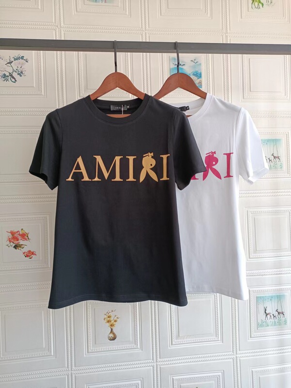 AMIRI Printed Alphabet High Street Trendy Brand Crewneck Short-sleeved Amiri Casual Top T-shirt Couple Dress AMIRI Printed Alphabet High Street Trendy Brand Crewneck Short-sleeved Amiri Casual Top T-shirt Couple Dress