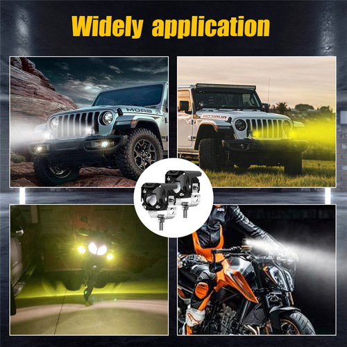 Motorcycle lights, yellow and white high and low beams, external work lights, LED electric car spotlights, modified headlights, cross-border
