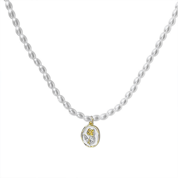 Ins style highend light luxury pearl necklace love hot girl beaded