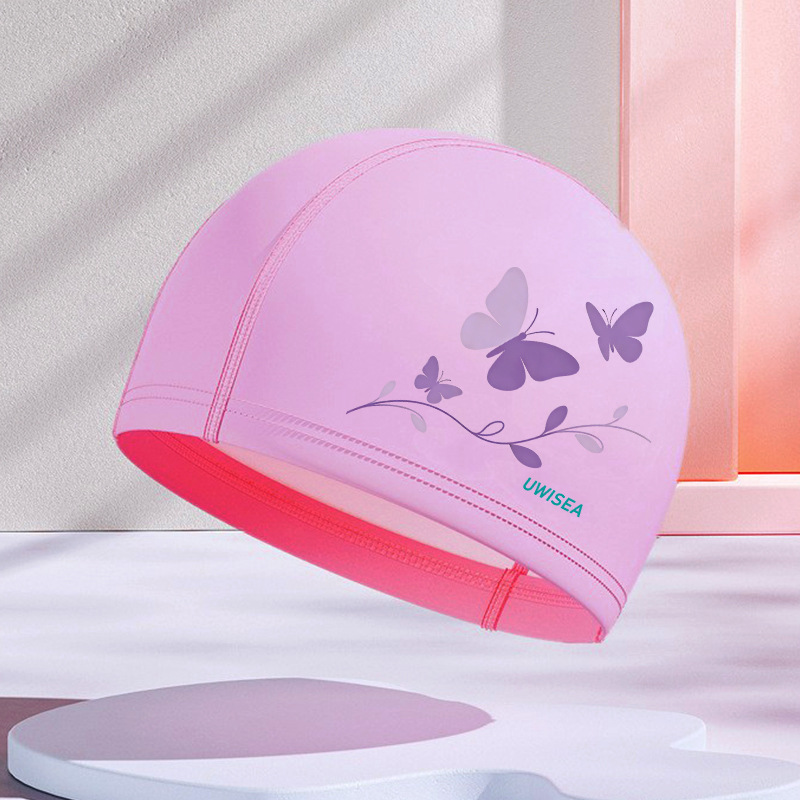 Gorros de natación de PU para hombres y mujeres adultos, personalizables con logotipo, alta elasticidad, cómodos para cabello largo, no aprietan la cabeza, adecuados para estudiantes y niños mayores, gorros de natación impermeables.