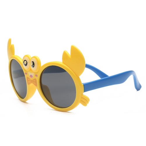 OleOle 2024 New Silicone Children's Polarized Sunglasses Cartoon Crab Cute Aviator Sunglasses UV Protection Goggles