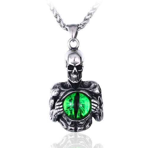 Beier Retro Gothic Jewelry Wholesale Evil Skull Death Eyeball Punk Pendant Personalized Stainless Steel Necklace