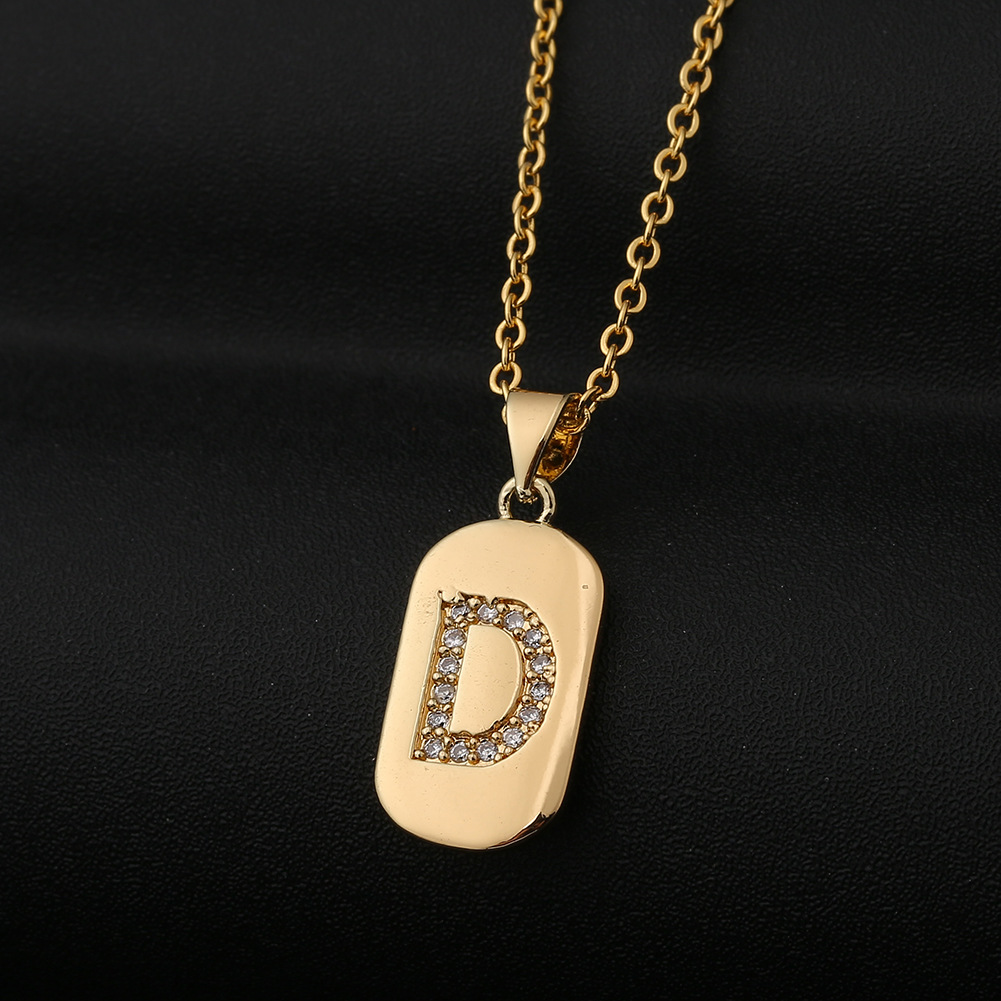 Simple Copper Zircon 26 English Letter Necklace display picture 11