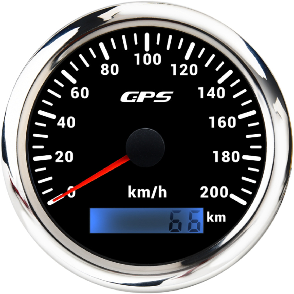 Motuoche – 85mm GPS Speedometer automobile instrument - silver-bezel-black-face-200kmh