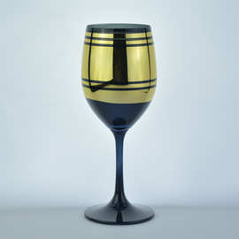 厂家批发创意黑色高脚杯色料电镀玻璃红酒杯个性摆件葡萄酒杯制定