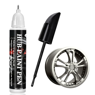 Cross-Border Car Wheel Hub Touch-Up Pen Scratch Repair Magic Tool for Black and White Car Paint Surface, Universal Color for Deep and Shallow Scratches (Avtomobil boya qələmləri) - 12ml-gloss-black-wheel-paint-touch-up-pen