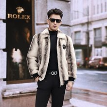 虎纹貂皮大衣男整貂真貂短款水貂海宁皮草外套男2025冬季新款厂家