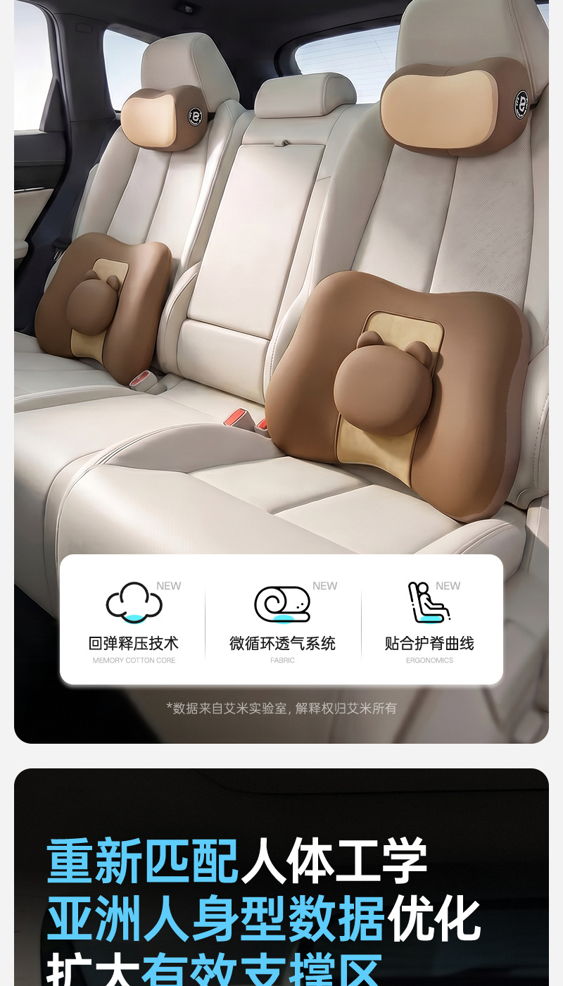 Car Lumbar Pillow for Driver's Seat, Lumbar Support, Car Headrest, Lumbar Support Pillow, Neck Pillow