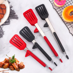 9-inch 12-inch barbecue tools stainless steel food clips, bread silicone food clips, bracket frying fish spatula clips