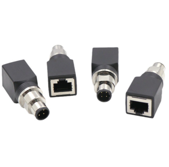 RJ45母转M12 4P针型孔型 千兆网口转换器