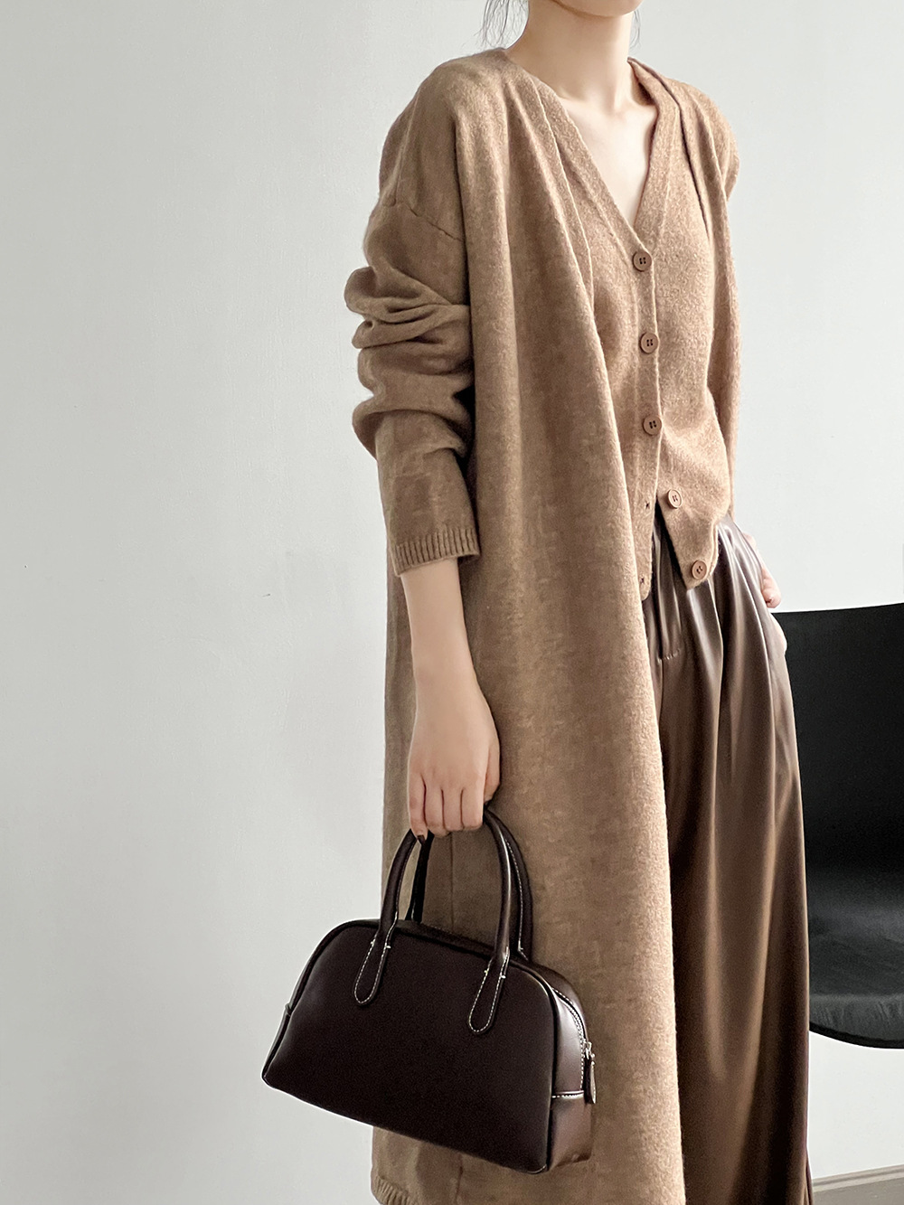 Koreanische lose mittellangen bis langen gestrickten Strickjacke Jacke für Frauen Herbst und Winter neue Artikel, kleine Pullover Weste zweiteilige_voghion.com